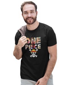 One Piece- Black printed cotton t-shirt - Comfortable and Stylish Tshirt