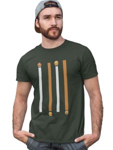 Vertical Bar Printed T-shirt (Green) - Clothes for Emoji Lovers - Suitable for Fun Events - Foremost Gifting Material for Your Friends and Close Ones