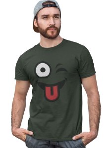 Left Eye Blink Emoji T-shirt (Green) - Clothes for Emoji Lovers - Suitable for Fun Events - Foremost Gifting Material for Your Friends and Close Ones