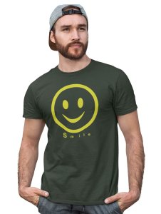 Simple Smile -Yellowish Outline Printed T-shirt (Green) - Clothes for Emoji Lovers - Suitable for Fun Events - Foremost Gifting Material for Your Friends and Close Ones