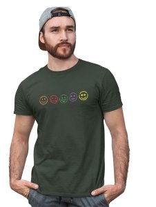 Five Colour Shaded Shapes Emojis T-shirt (Green) - Clothes for Emoji Lovers -Foremost Gifting Material for Your Friends and Close Ones