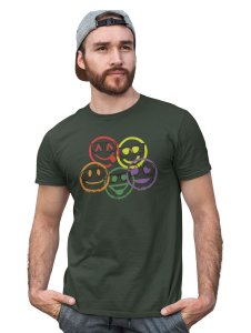 Scribbled Five different Emojis T-shirt (Green) - Clothes for Emoji Lovers -Foremost Gifting Material for Your Friends and Close Ones