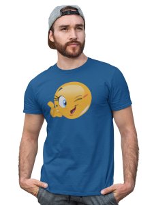 Blink a wink Emoji T-shirt (Blue) - Clothes for Emoji Lovers - Suitable for Fun Events - Foremost Gifting Material for Your Friends and Close Ones