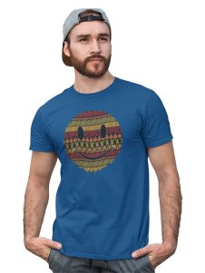 Colourful Patterns in Smiley Emoji Printed T-shirt (Blue) - Clothes for Emoji Lovers - Suitable for Fun Events - Foremost Gifting Material for Your Friends and Close Ones