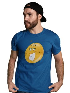 Naughty Smiling Emoji Blend T-shirt (Blue) - Clothes for Emoji Lovers - Suitable for Fun Events - Foremost Gifting Material for Your Friends and Close Ones