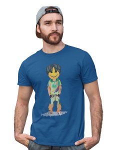 A Young Standing Emoji Boy Printed T-shirt (Blue) - Clothes for Emoji Lovers - Foremost Gifting Material for Your Friends and Close Ones