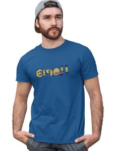 Emoji Pattern in Alphabets Printed T-shirt (Blue) - Clothes for Emoji Lovers - Foremost Gifting Material for Your Friends and Close Ones