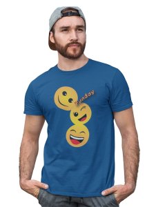 Triplets Emojis T-shirt (Blue) - Clothes for Emoji Lovers - Suitable for Fun Events - Foremost Gifting Material for Your Friends and Close Ones