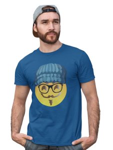 Moustaque Face Emoji T-shirt (Blue) - Clothes for Emoji Lovers - Suitable for Fun Events - Foremost Gifting Material for Your Friends and Close Ones