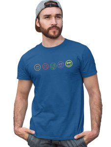 Five Colour Shaded Shapes Emojis T-shirt (Blue) - Clothes for Emoji Lovers - Suitable for Fun Events - Foremost Gifting Material for Your Friends and Close Ones