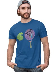 Strong Man in Violet Emoji T-shirt (Blue) - Clothes for Emoji Lovers - Suitable for Fun Events - Foremost Gifting Material for Your Friends and Close Ones