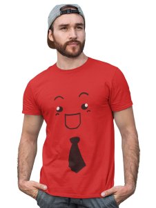 Open Mouth with a Tie Emoji T-shirt (Red) - Clothes for Emoji Lovers - Foremost Gifting Material for Your Friends and Close Ones