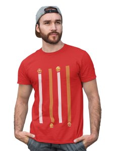 Vertical Bar Printed T-shirt (Red) - Clothes for Emoji Lovers - Foremost Gifting Material for Your Friends and Close Ones