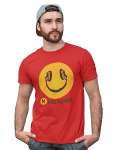Smile with a Headphone Blend T-shirt (Red) - Clothes for Emoji Lovers - Foremost Gifting Material for Your Friends and Close Ones