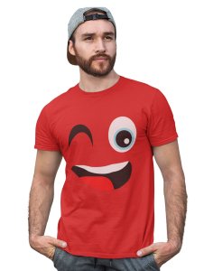 Wink Emoji Blend T-shirt (Red) - Clothes for Emoji Lovers - Foremost Gifting Material for Your Friends and Close Ones