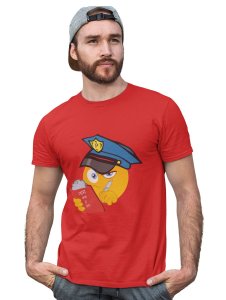 Please be Aware, Police is Here Emoji T-shirt (Red) - Clothes for Emoji Lovers - Foremost Gifting Material for Your Friends and Close Ones