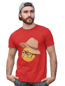 Pouting Emoji with Hat Printed T-shirt (Red) - Clothes for Emoji Lovers - Foremost Gifting Material for Your Friends and Close Ones