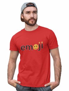 Ariel Text with Emoji Dots T-shirt (Red) - Clothes for Emoji Lovers - Foremost Gifting Material for Your Friends and Close Ones