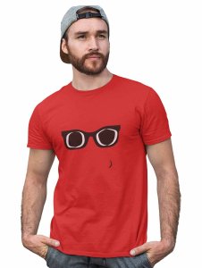 Black and White glasses Emoji Printed T-shirt (Red) - Clothes for Emoji Lovers - Foremost Gifting Material for Your Friends and Close Ones