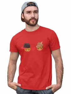 Rabbit-teeth Couple Emoji T-shirt (Red) - Clothes for Emoji Lovers - Foremost Gifting Material for Your Friends and Close Ones