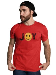Joy Written in Text T-shirt (Red) - Clothes for Emoji Lovers - Foremost Gifting Material for Your Friends and Close Ones