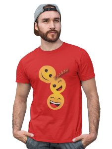 Triplets Emojis T-shirt (Red) - Clothes for Emoji Lovers - Foremost Gifting Material for Your Friends and Close Ones