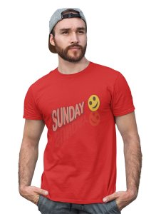 Sunday Funday Emoji T-shirt (Red) - Clothes for Emoji Lovers - Foremost Gifting Material for Your Friends and Close Ones