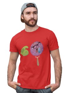 Strong Man in Violet Emoji T-shirt (Red) - Clothes for Emoji Lovers - Foremost Gifting Material for Your Friends and Close Ones