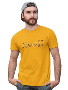 Emoji Pattern in Alphabets Printed T-shirt (Yellow) - Foremost Gifting Material for Your Friends and Close Ones