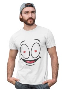 Flashing Heart in Eyes T-shirt (White) - Clothes for Emoji Lovers - Suitable for Fun Events - Foremost Gifting Material for Your Friends and Close Ones