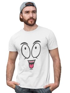 Looking Up Emoji T-shirt (White) - Clothes for Emoji Lovers - Suitable for Fun Events - Foremost Gifting Material for Your Friends and Close Ones