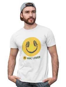Smile with a Headphone Blend T-shirt (White) - Clothes for Emoji Lovers -Foremost Gifting Material for Your Friends and Close Ones