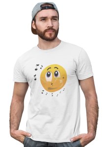 Remembering Music with an Emotional Face Emoji T-shirt (White) - Clothes for Emoji Lovers -Foremost Gifting Material for Your Friends and Close Ones