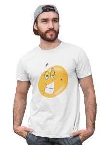 Naughty Smiling Emoji Blend T-shirt (White) - Clothes for Emoji Lovers -Foremost Gifting Material for Your Friends and Close Ones