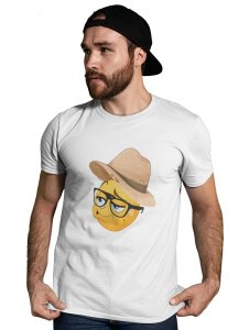 Pouting Emoji with Hat Printed T-shirt (White) - Clothes for Emoji Lovers -Foremost Gifting Material for Your Friends and Close Ones