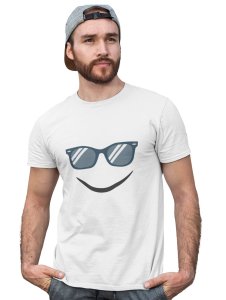 Cool Glasses, Frecky Smile Emoji T-shirt (White) -Foremost Gifting Material for Your Friends and Close Ones