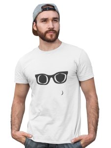 Black and White Glasses Emoji Printed T-shirt (White) - Clothes for Emoji Lovers -Foremost Gifting Material for Your Friends and Close Ones