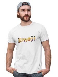Emoji Pattern in Alphabets Printed T-shirt (White) - Clothes for Emoji Lovers -Foremost Gifting Material for Your Friends and Close Ones