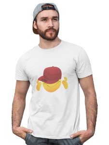 Eyes Covered with Cap Emoji T-shirt (White) - Clothes for Emoji Lovers -Foremost Gifting Material for Your Friends and Close Ones