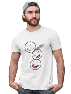 Triplets White Faced Emojis T-shirt (White) - Clothes for Emoji Lovers -Foremost Gifting Material for Your Friends and Close Ones