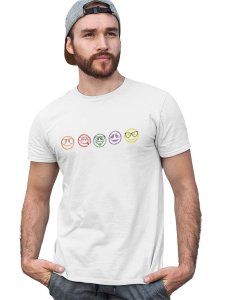 Five Colour Shaded Shapes Emojis T-shirt (White) - Clothes for Emoji Lovers -Foremost Gifting Material for Your Friends and Close Ones