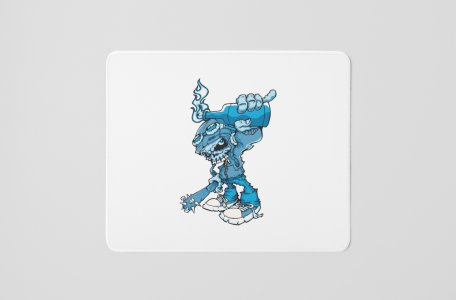 Skull Man Taking Wooden Fire Handle Axe- Printed Animated Mousepads