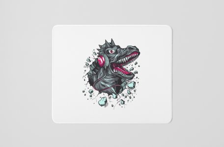 Blue Dragon With Headphone - Printed Animated Mousepads