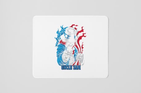 Uncle Sam, Skull Jacket, (BG White)- Printed Animated Mousepads