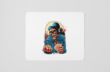 5 Cards 4 Dices, Skull's Hands (BG Blue Jacket)- Printed Animated Mousepads