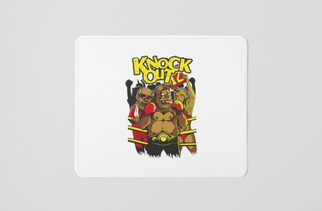 Knock Out, Chimpanzee Boxing- Printed Animated Mousepads