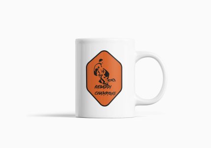 Kabaddi Champions Text In Black - Printed Coffee Mugs For Sports Lovers