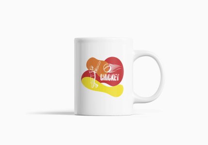 Cricket Text With Player - Printed Coffee Mugs For Sports Lovers