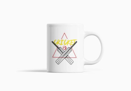 Cricket Text In Yellow - Printed Coffee Mugs For Sports Lovers
