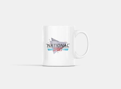 National Sport Text In Black &Red - Printed Coffee Mugs For Sports Lovers